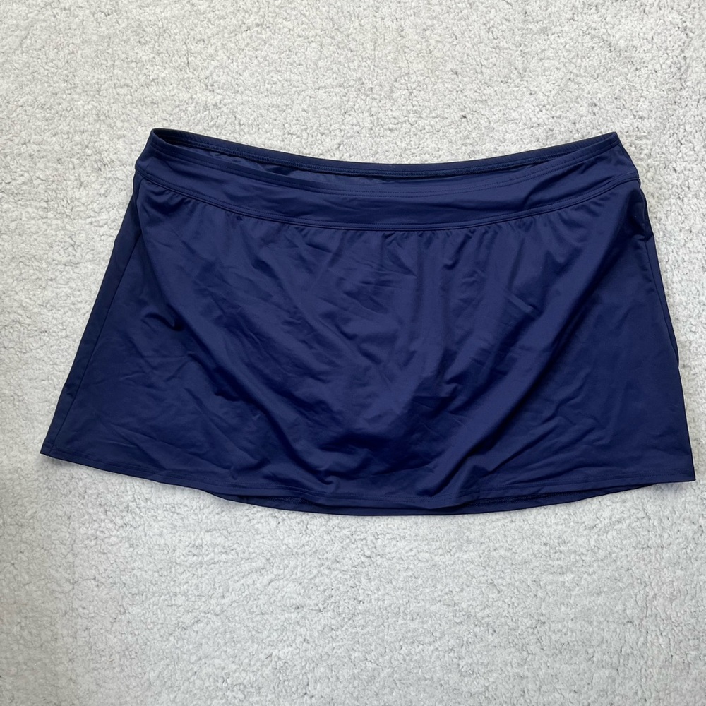 Women's Lands End Navy Nylon Blend Swim Skirt Bottom Size 22 W